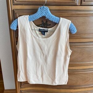 Ribbed Scoop Neck Tank Top in Cream - Women's